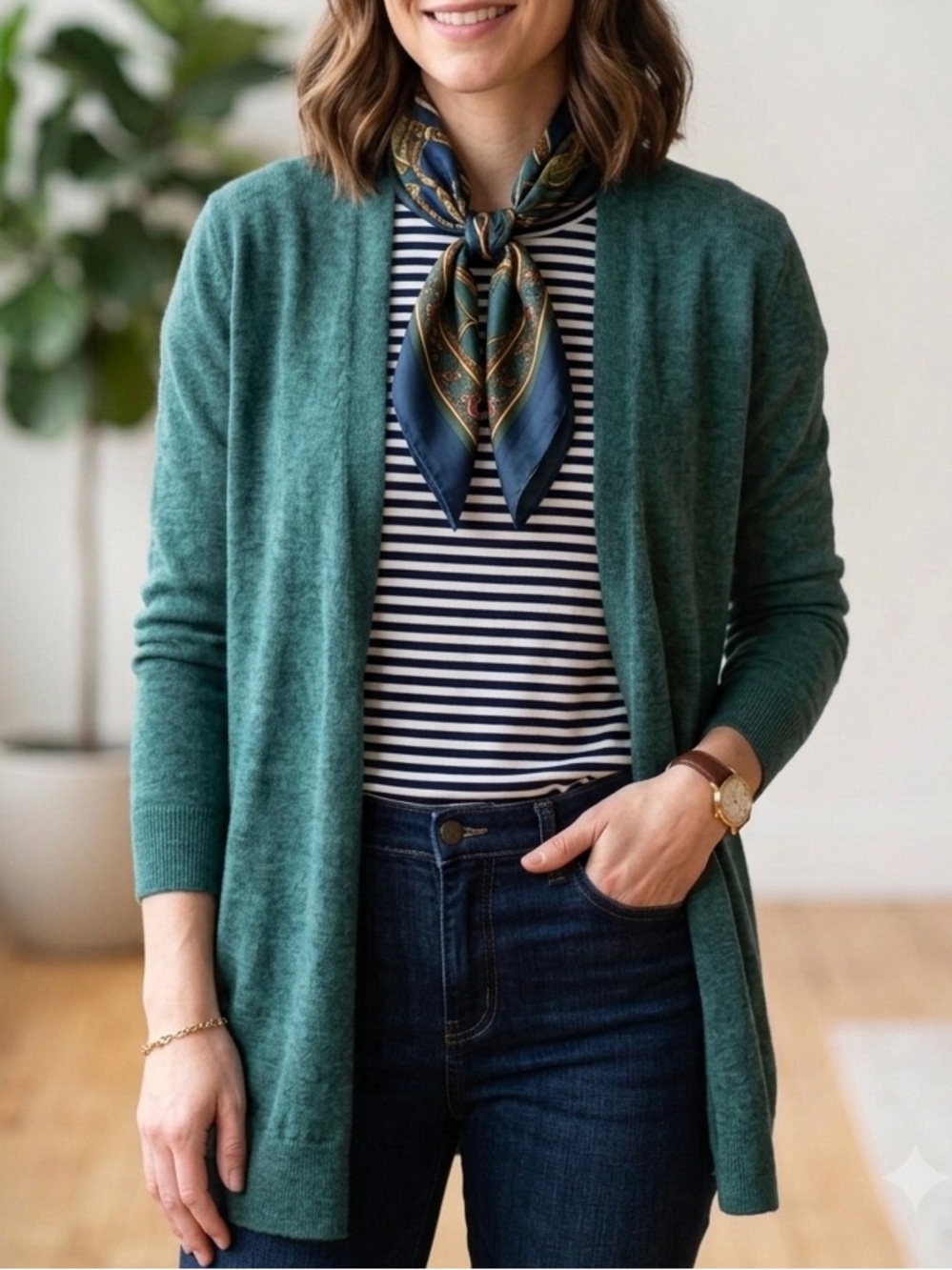 Falconeri Open-Front Dark‎ Teal Women's Cardigan